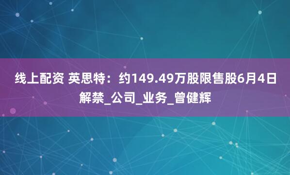 线上配资 英思特：约149.49万股限售股6月4日解禁_公司_业务_曾健辉
