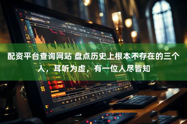 配资平台查询网站 盘点历史上根本不存在的三个人,耳听为虚,有一位人尽皆知